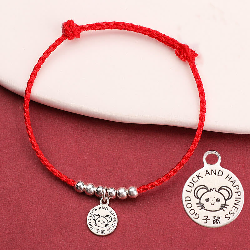 Bracelet de protection en argent sterling 999 avec cordon rouge et Buddha Stones pour enfant du zodiaque chinois