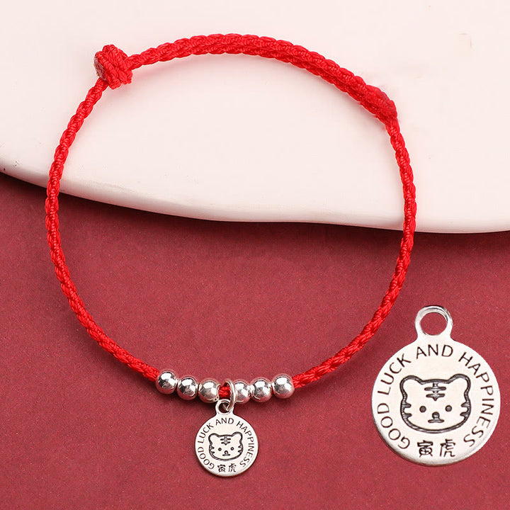 Bracelet de protection en argent sterling 999 avec cordon rouge et Buddha Stones pour enfant du zodiaque chinois