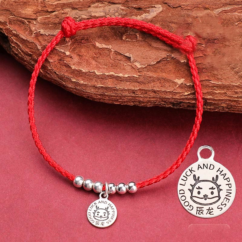 Bracelet de protection en argent sterling 999 avec cordon rouge et Buddha Stones pour enfant du zodiaque chinois