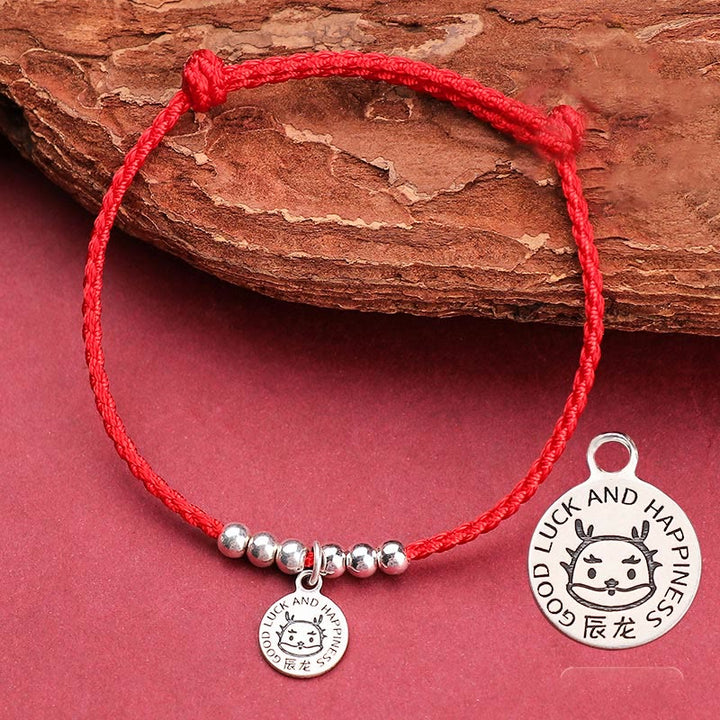 Bracelet de protection en argent sterling 999 avec cordon rouge et Buddha Stones pour enfant du zodiaque chinois