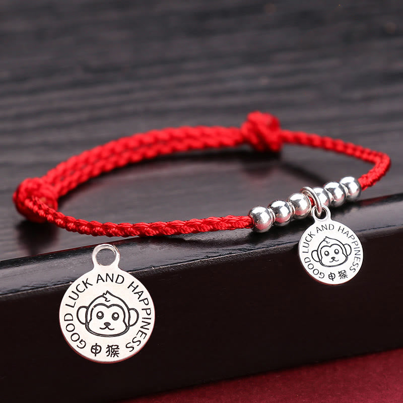 Bracelet de protection en argent sterling 999 avec cordon rouge et Buddha Stones pour enfant du zodiaque chinois