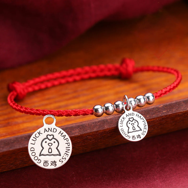 Bracelet de protection en argent sterling 999 avec cordon rouge et Buddha Stones pour enfant du zodiaque chinois