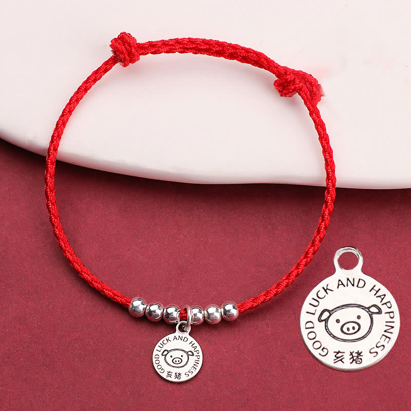 Bracelet de protection en argent sterling 999 avec cordon rouge et Buddha Stones pour enfant du zodiaque chinois