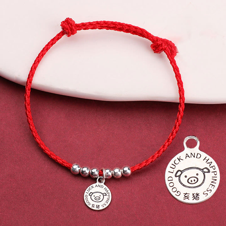 Bracelet de protection en argent sterling 999 avec cordon rouge et Buddha Stones pour enfant du zodiaque chinois