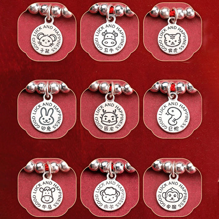 Bracelet de protection en argent sterling 999 avec cordon rouge et Buddha Stones pour enfant du zodiaque chinois