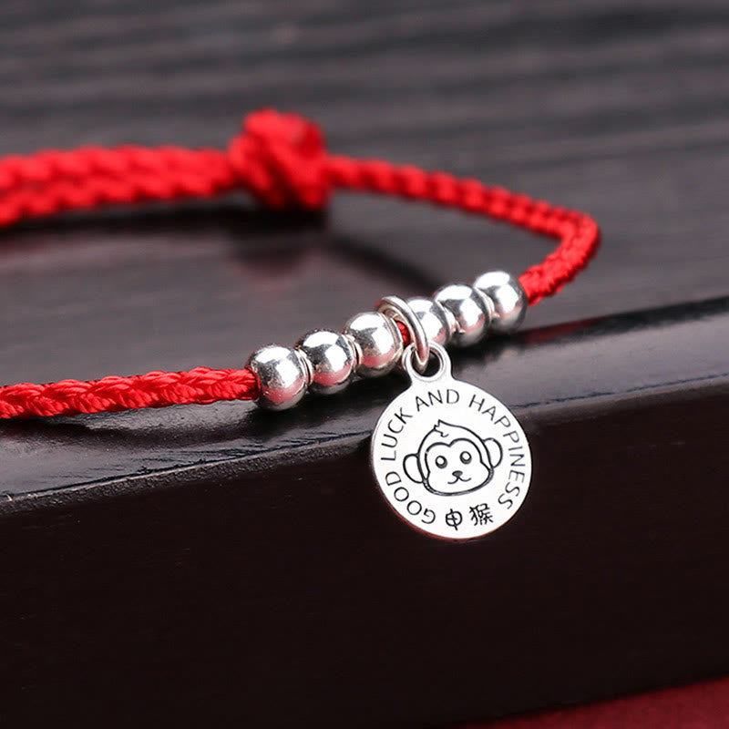 Bracelet de protection en argent sterling 999 avec cordon rouge et Buddha Stones pour enfant du zodiaque chinois