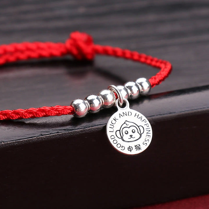 Bracelet de protection en argent sterling 999 avec cordon rouge et Buddha Stones pour enfant du zodiaque chinois