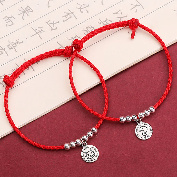 Bracelet de protection en argent sterling 999 avec cordon rouge et Buddha Stones pour enfant du zodiaque chinois