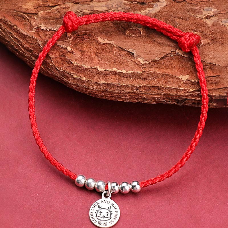 Bracelet de protection en argent sterling 999 avec cordon rouge et Buddha Stones pour enfant du zodiaque chinois