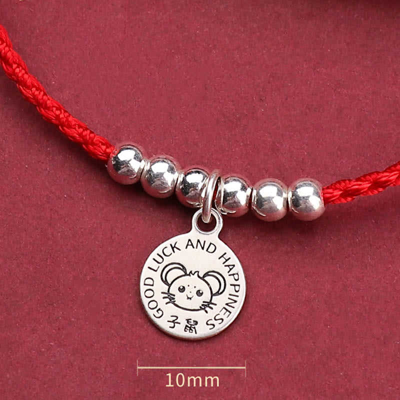 Bracelet de protection en argent sterling 999 avec cordon rouge et Buddha Stones pour enfant du zodiaque chinois