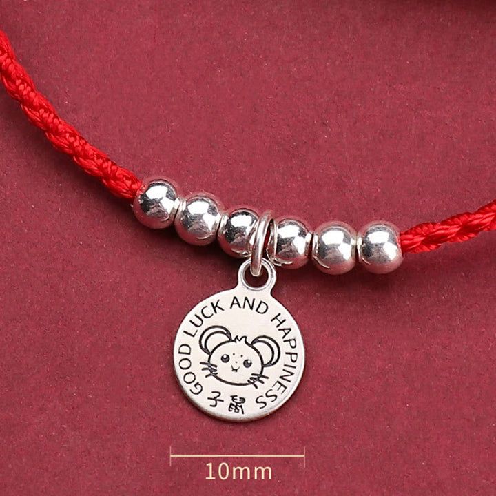 Bracelet de protection en argent sterling 999 avec cordon rouge et Buddha Stones pour enfant du zodiaque chinois