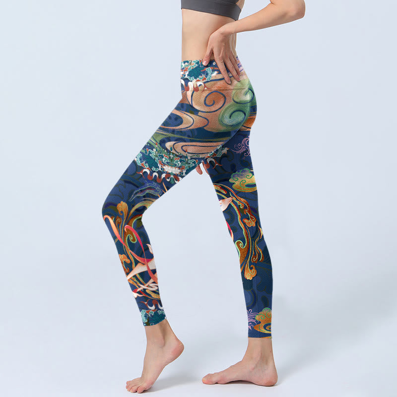 Leggings de gymnastique pour femmes avec Buddha Stones, cerf, nuages ​​de bon augure, lotus, pantalons de yoga - image 3