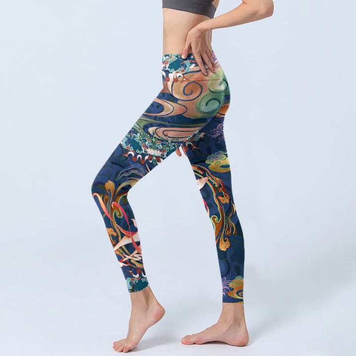 Leggings de gymnastique pour femmes avec Buddha Stones, cerf, nuages ​​de bon augure, lotus, pantalons de yoga - image 3