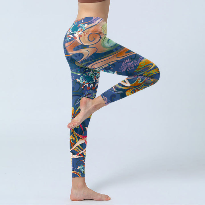 Leggings de gymnastique pour femmes avec Buddha Stones, cerf, nuages ​​de bon augure, lotus, pantalons de yoga - image 3
