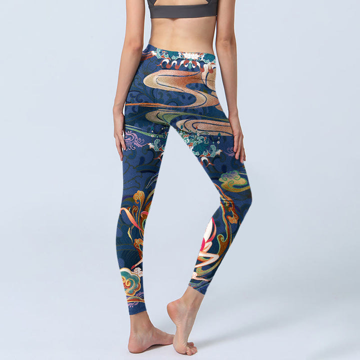 Leggings de gymnastique pour femmes avec Buddha Stones, cerf, nuages ​​de bon augure, lotus, pantalons de yoga - image 4