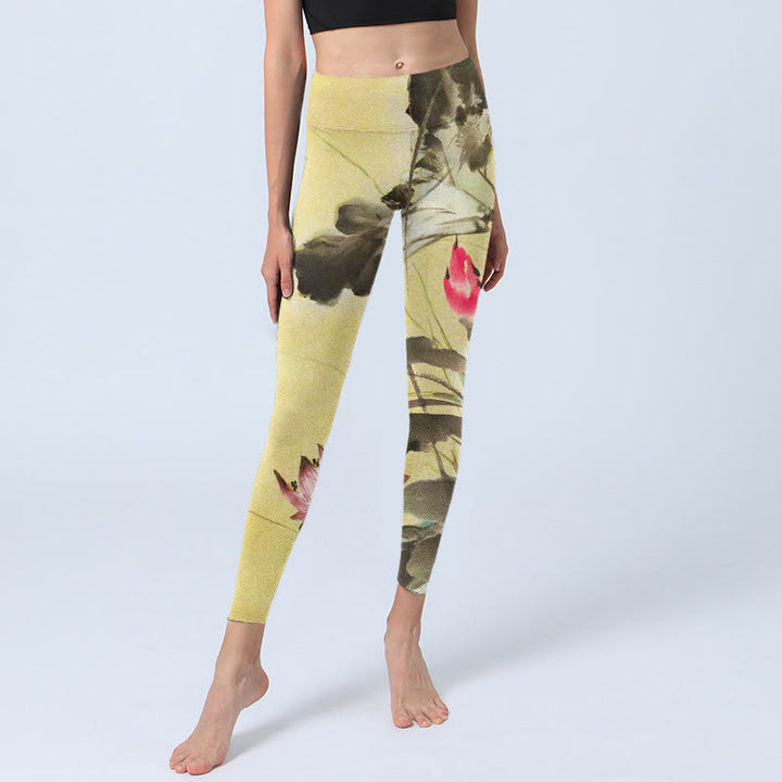 Pantalon de yoga pour femme avec imprimé lotus rose en fleurs et non fleuris Buddha Stones - image 6
