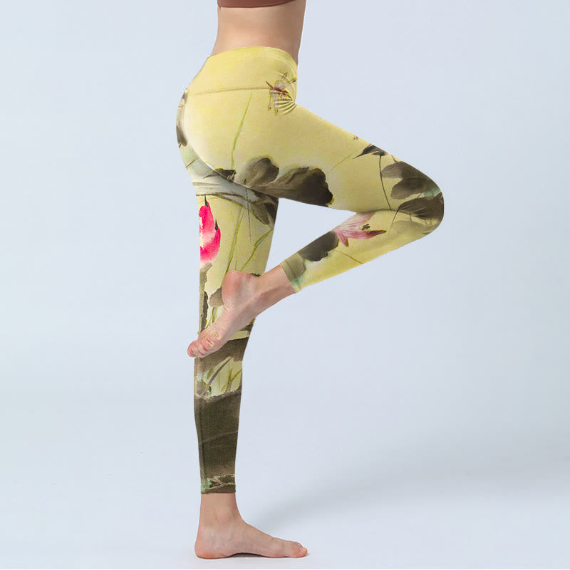 Pantalon de yoga pour femme avec imprimé lotus rose en fleurs et non fleuris Buddha Stones - image 4