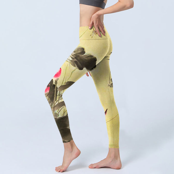 Pantalon de yoga pour femme avec imprimé lotus rose en fleurs et non fleuris Buddha Stones - image 3
