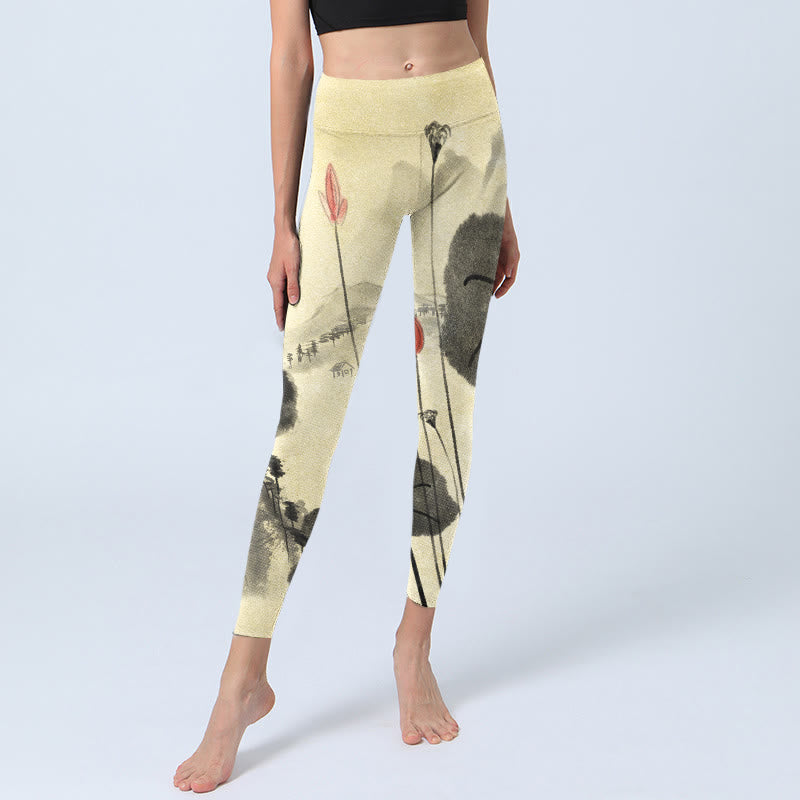 Pantalon de yoga pour femme avec imprimé Buddha Stones Lotus Mountains House Gym Leggings - image 6