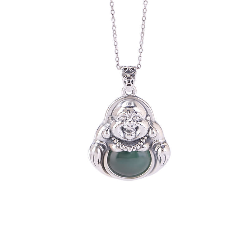 Buddha Stones avec pendentif en argent sterling 999 Bouddha rieur en jade cyan Lotus Success - image 7