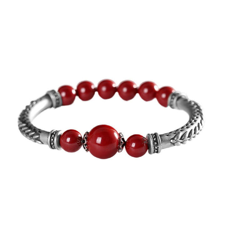 Bracelet de bénédiction en argent sterling 999 avec épis de blé cinabre de Buddha Stones - image 6