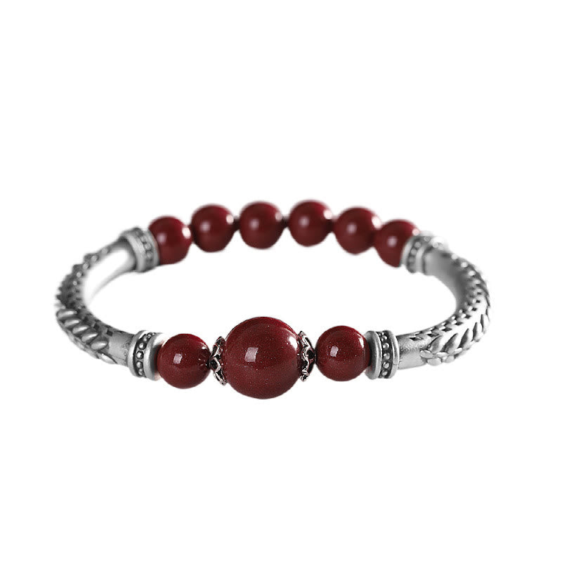 Bracelet de bénédiction en argent sterling 999 avec épis de blé cinabre de Buddha Stones - image 12