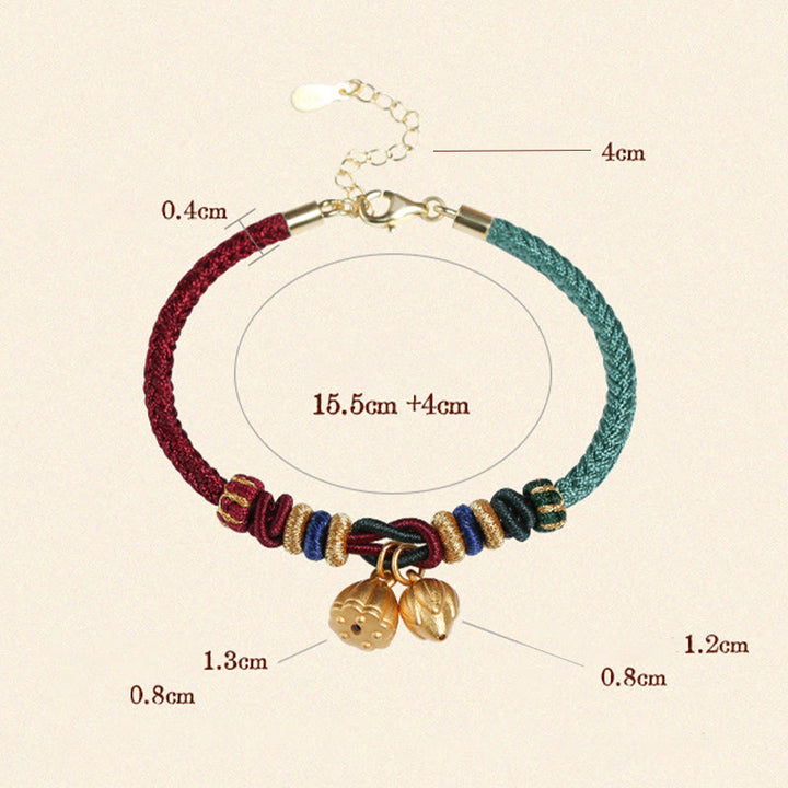 Bracelet porte-bonheur en argent sterling 999 avec motif de gousse de lotus et pierres de Buddha Stones , rouge et vert