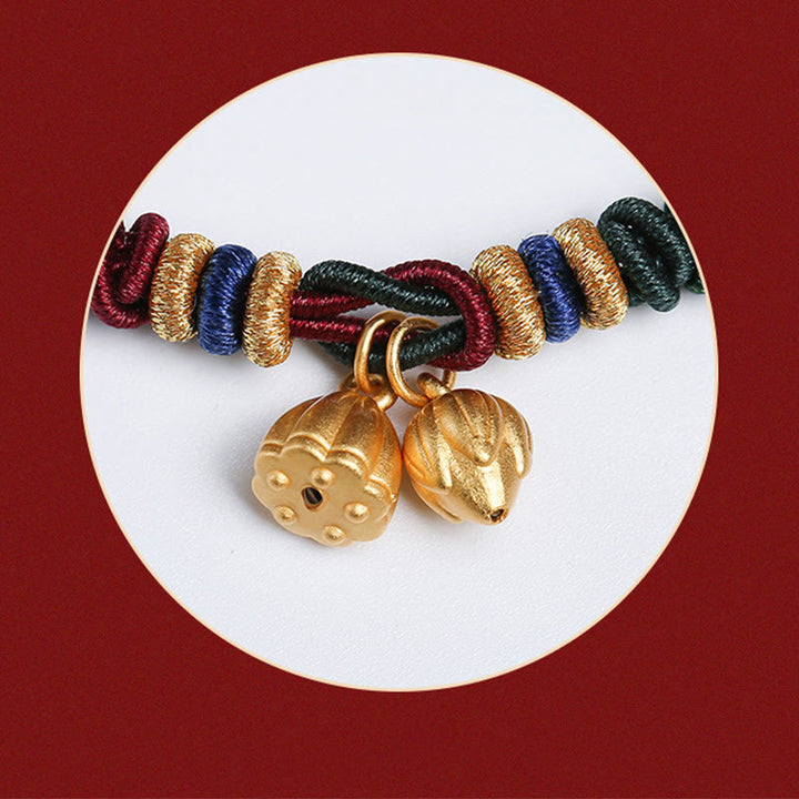 Bracelet porte-bonheur en argent sterling 999 avec motif de gousse de lotus et pierres de Buddha Stones , rouge et vert