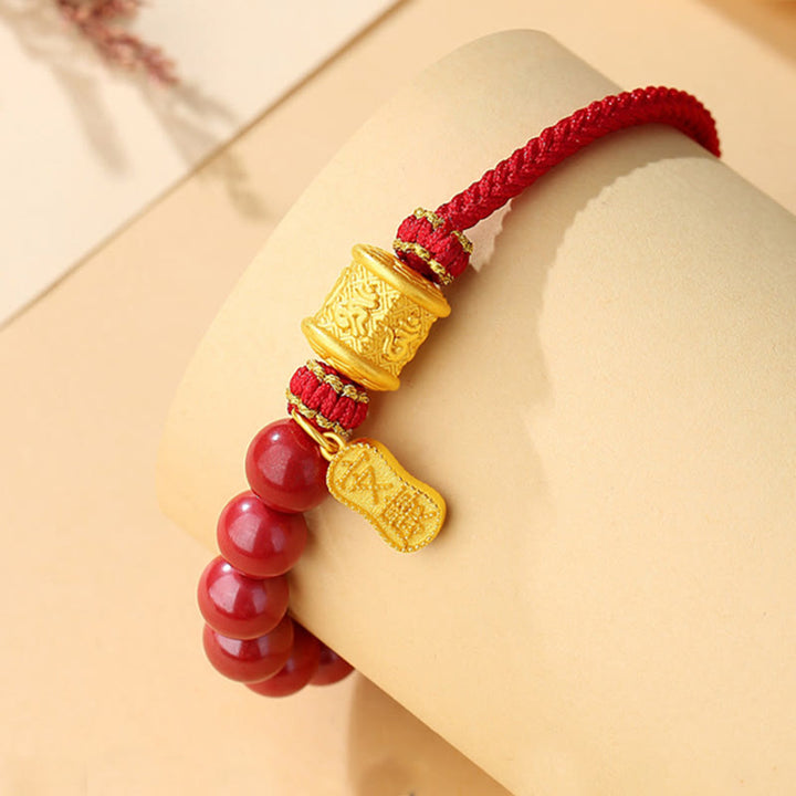 Buddha Stones en argent sterling 999 avec six mots authentiques Om Mani Padme Hum et bénédiction en cinabre