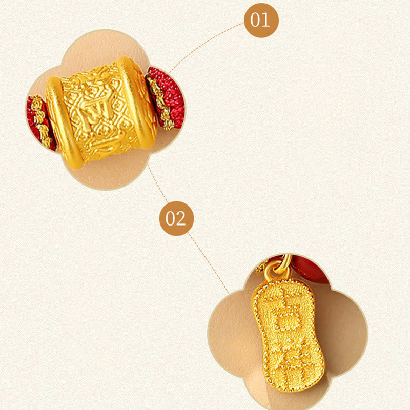 Buddha Stones en argent sterling 999 avec six mots authentiques Om Mani Padme Hum et bénédiction en cinabre - image 12