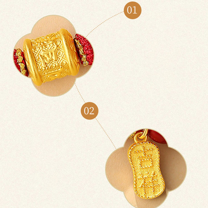 Buddha Stones en argent sterling 999 avec six mots authentiques Om Mani Padme Hum et bénédiction en cinabre - image 12