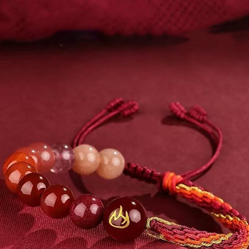 Bracelet tressé en Buddha Stones, cinq éléments, divers cristaux, agate, richesse, réincarnation