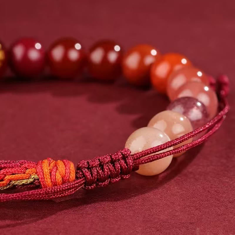 Bracelet tressé en Buddha Stones, cinq éléments, divers cristaux, agate, richesse, réincarnation
