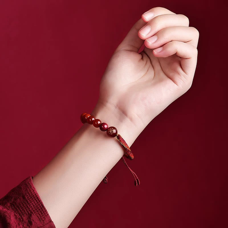 Bracelet tressé en Buddha Stones, cinq éléments, divers cristaux, agate, richesse, réincarnation