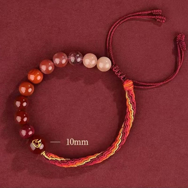 Bracelet tressé en Buddha Stones, cinq éléments, divers cristaux, agate, richesse, réincarnation
