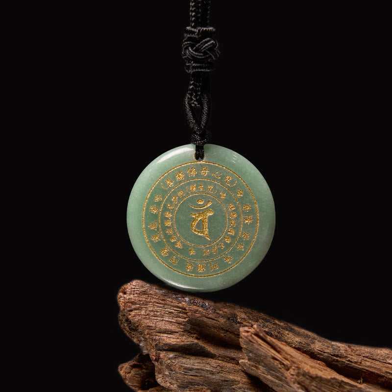 Buddha Stones Vairocana Tathagata Mantra Sanskrit Divers Cristal Obsidienne Noire Aventurine Verte Collier Pendentif Force