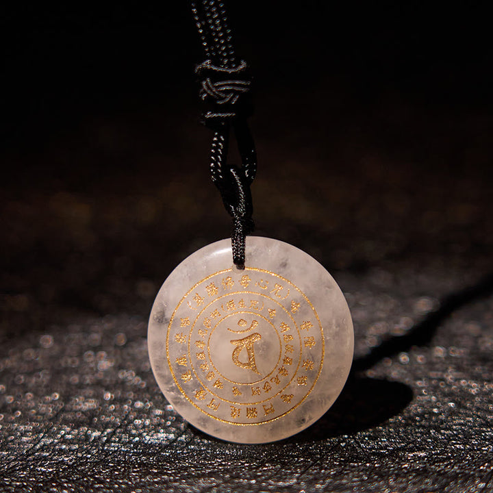 Buddha Stones Vairocana Tathagata Mantra Sanskrit Divers Cristal Obsidienne Noire Aventurine Verte Collier Pendentif Force