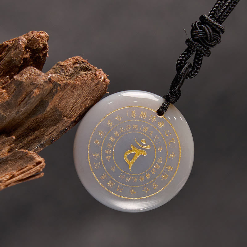 Buddha Stones Vairocana Tathagata Mantra Sanskrit Divers Cristal Obsidienne Noire Aventurine Verte Collier Pendentif Force