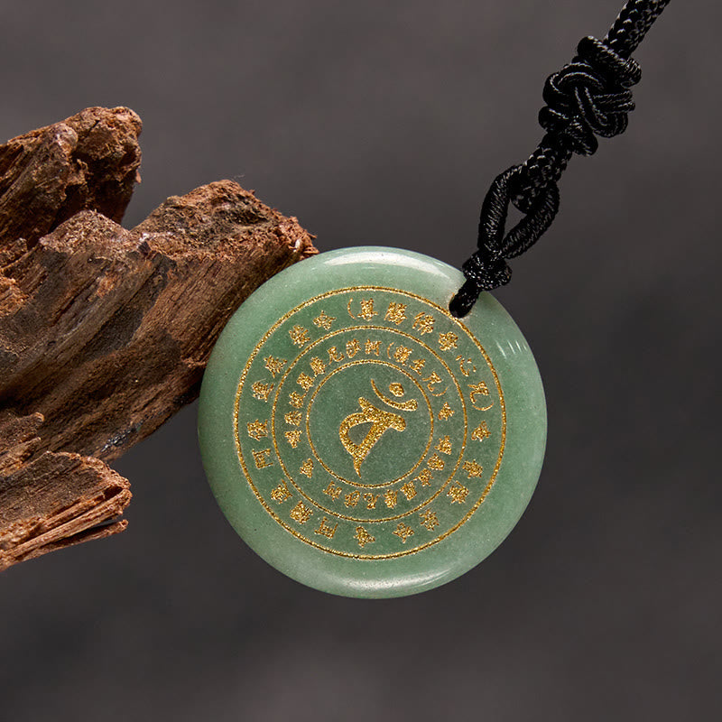 Buddha Stones Vairocana Tathagata Mantra Sanskrit Divers Cristal Obsidienne Noire Aventurine Verte Collier Pendentif Force