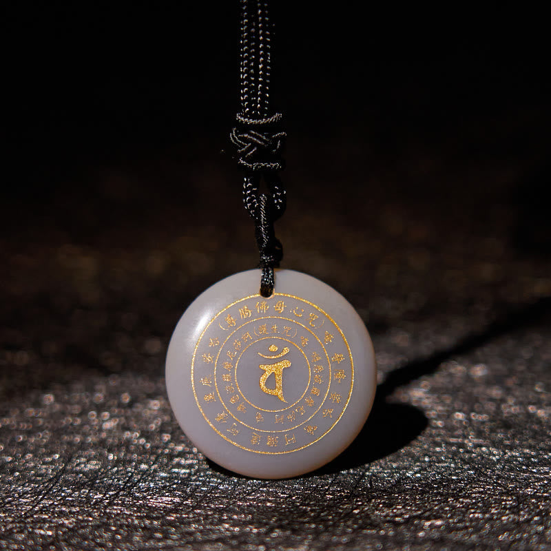 Buddha Stones Vairocana Tathagata Mantra Sanskrit Divers Cristal Obsidienne Noire Aventurine Verte Collier Pendentif Force