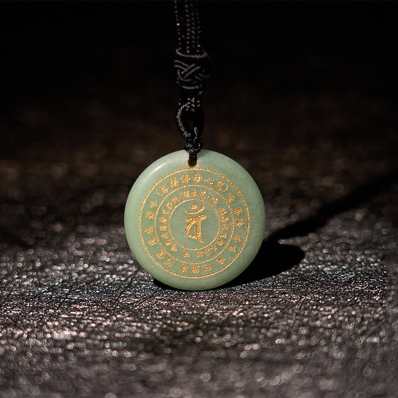 Buddha Stones Vairocana Tathagata Mantra Sanskrit Divers Cristal Obsidienne Noire Aventurine Verte Collier Pendentif Force