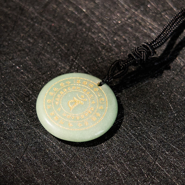 Buddha Stones Vairocana Tathagata Mantra Sanskrit Divers Cristal Obsidienne Noire Aventurine Verte Collier Pendentif Force