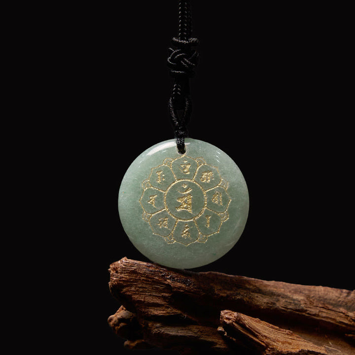 Collier pendentif en obsidienne noire avec Buddha Stones Om Mani Padme Hum et cristaux naturels divers