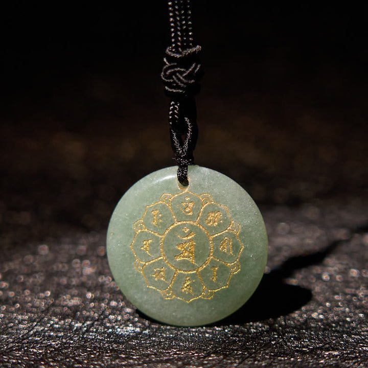 Collier pendentif en obsidienne noire avec Buddha Stones Om Mani Padme Hum et cristaux naturels divers