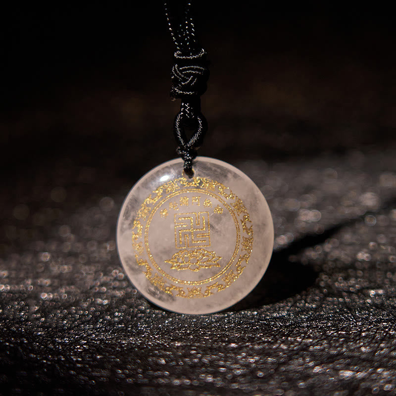 Collier pendentif de purification en obsidienne noire avec Buddha Stones et motif de lotus svastika naturel et divers cristaux