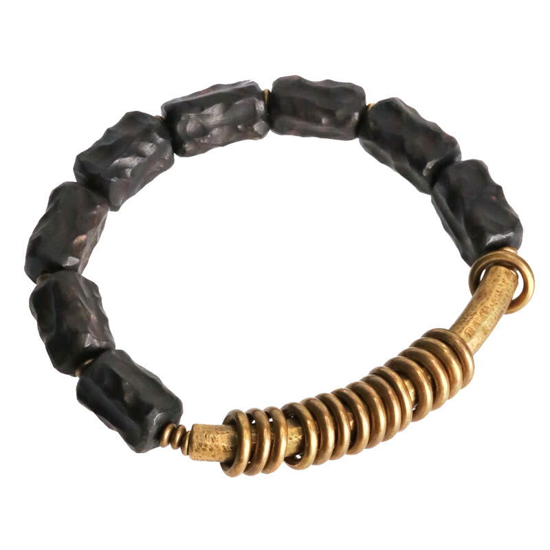Bracelet de paix avec anneau circulaire en cuivre et laiton et Buddha Stones