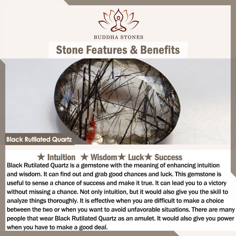 Buddha Stones Chat en Pierre Tridacna Quartz Rutile Noir 3 mm Buddha Stones - image 9