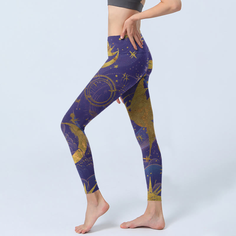 Pantalon de yoga pour femme avec imprimé Buddha Stones Moon Sun Stars - image 3