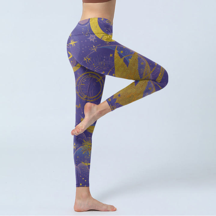 Pantalon de yoga pour femme avec imprimé Buddha Stones Moon Sun Stars - image 3