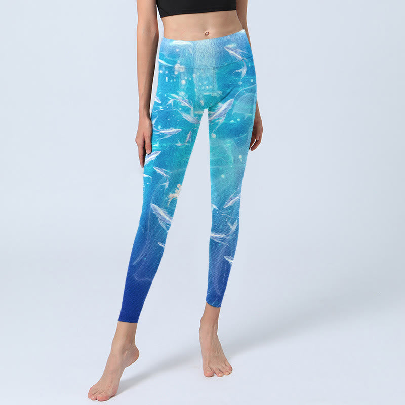 Leggings de sport à imprimé Buddha Stones Fish In The Ocean Pantalon de yoga pour femme - image 5